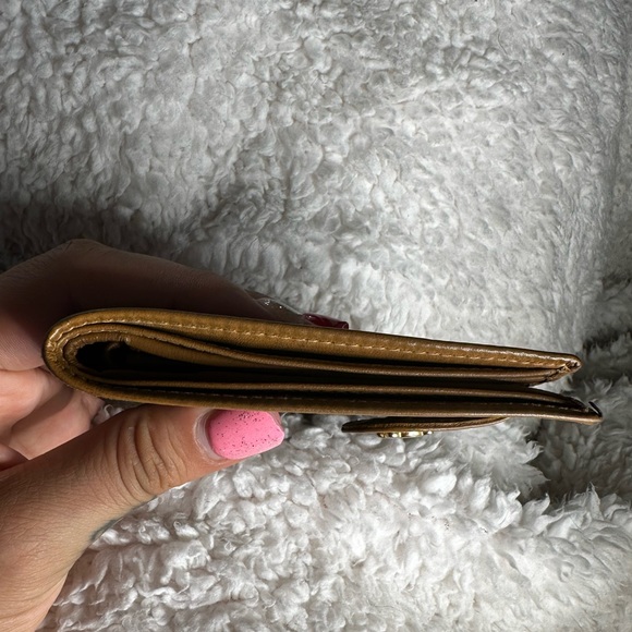 CELINE Macadam Triomphe Bi-Fold Wallet Leather Brown Gold Authentic. - Picture 6 of 13